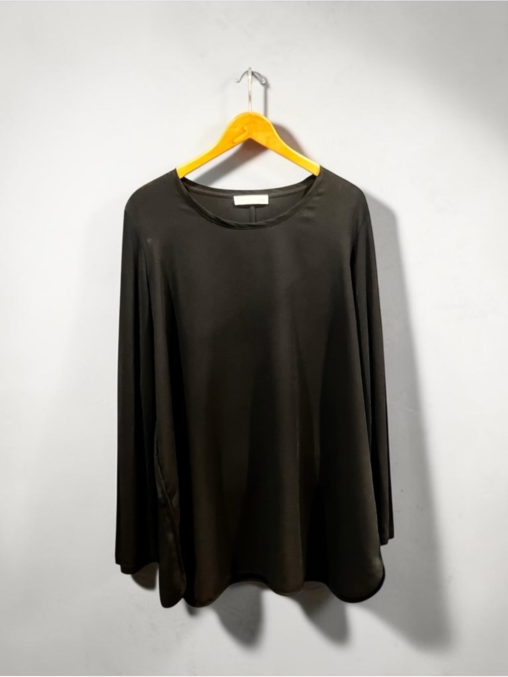 Marina Rinaldi Black Long-Sleeve Crewneck Blouse